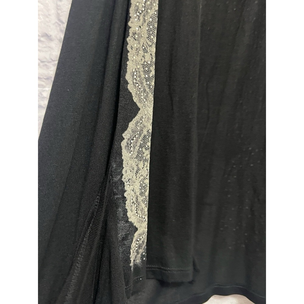 Vocal Y2K Rhinestone Cardigan XL Black Cross Gothic Duster Made In USA Lace - Picture 2 of 7